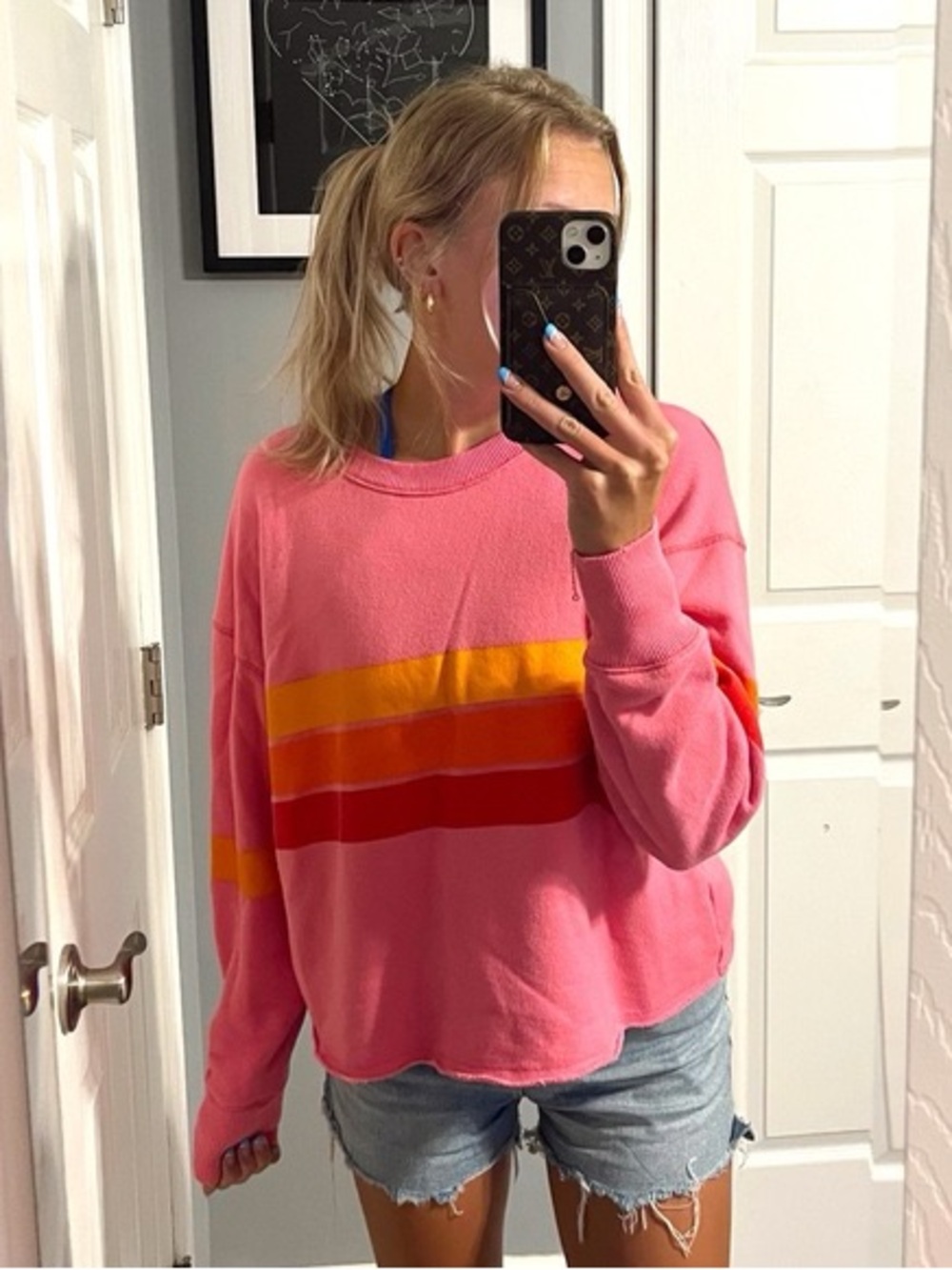 aerie Fuzzy Crewneck Sweatshirt in Hot Pink